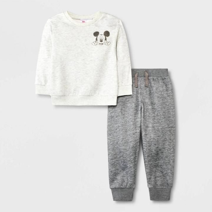 Toddler Boys' Disney Mickey Mouse Top And Bottom Set - Heather Gray