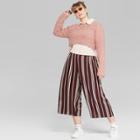 Women's Plus Size Striped Wide Leg Crop Pants - Wild Fable Red/ivory