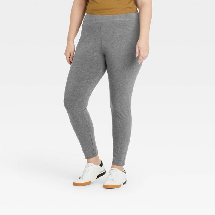 Women's Plus Size High-waisted Ankle Leggings - A New Day Gray