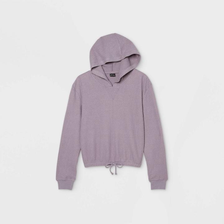 Girls' Waffle Tie Waist Sweatshirt - Art Class Purple