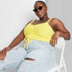 Women's Plus Size Ruched Front Fuzzy Sweater Tank Top - Wild Fable Yellow