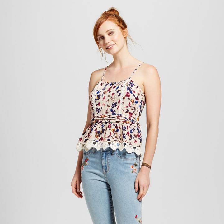 Women's Woven Button Front Cami - Xhilaration (juniors') Almond Cream M, Size: