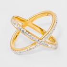 Gold Plated Large Crystal X Ring 14kt - A New Day Gold/clear - Size