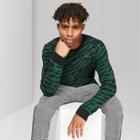 Men's Animal Print Crewneck Novelty Knit Sweater - Original Use Green