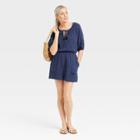 Women's Short Sleeve Gauze Romper - Knox Rose Navy