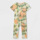 Toddler Boys' Henley Tie-dye Short Sleeve Jumpsuit - Art Class Orange