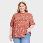 Women's Plus Size Short Sleeve Top - Knox Rose Red Floral