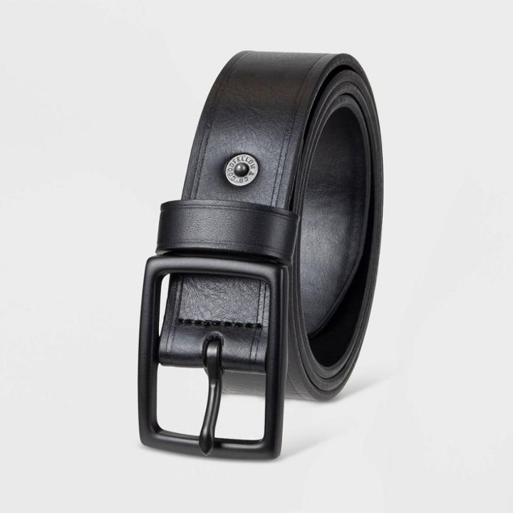 Men's Center Bar Drop Loop Belt - Goodfellow & Co Black