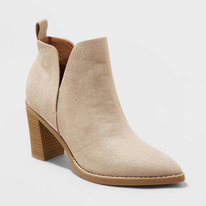 Women's Vanessa Heeled Ankle Boots - Universal Thread Taupe