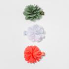 Toddler Girls' 3pk Flower Hair Clips - Cat & Jack Green/white/orange