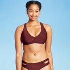 Women's Strappy Tie Back Bralette Bikini Top - All In Motion Burgundy