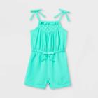 Toddler Girls' Eyelet Tank Romper - Cat & Jack Teal