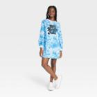 No Brand Black History Month Women's Black, Beautiful, Proud Bell Long Sleeve A-line Dress - Light Blue Abstract