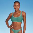 Juniors' Stitched Edge Bralette Bikini Top - Xhilaration Soft Sage D/dd Cup, Green