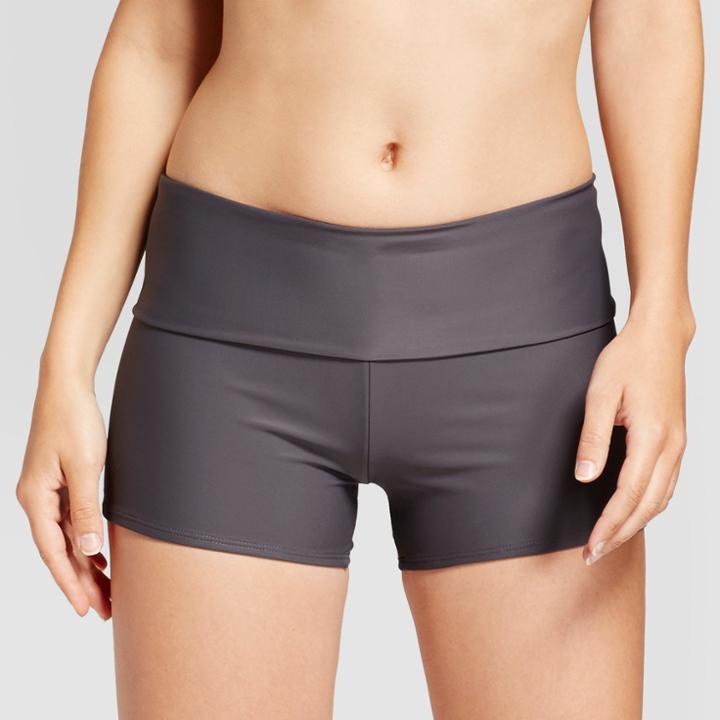 Merona Women's Foldover Swim Boyshort - Library Gray -