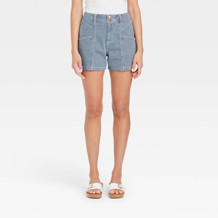 Women's High-rise Cargo Midi Shorts - Universal Thread Blue