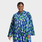 Black History Month Target X Sammy B Women's Plus Size Cropped Button-down Shirt - Blue Floral