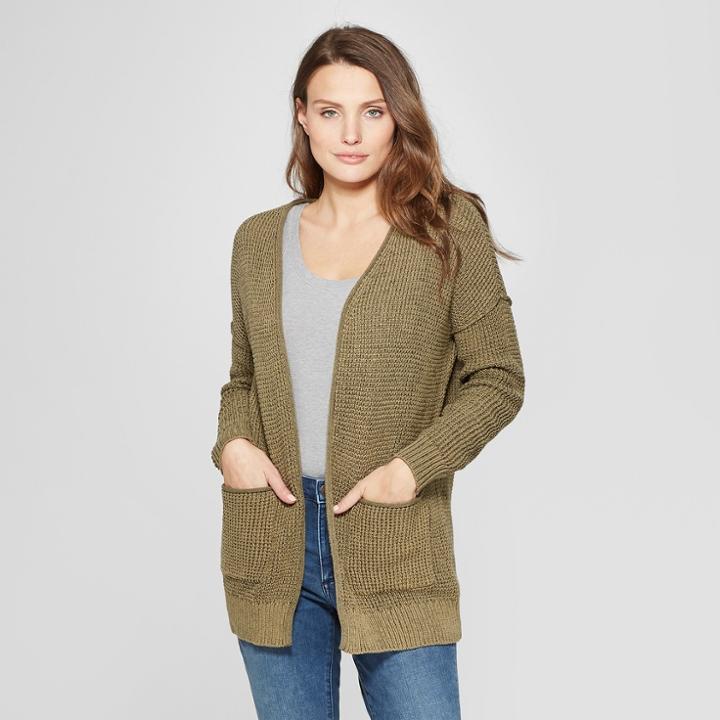 Women's Open Layering Side Slit Cardigan - Universal Thread Xs Olive (green)