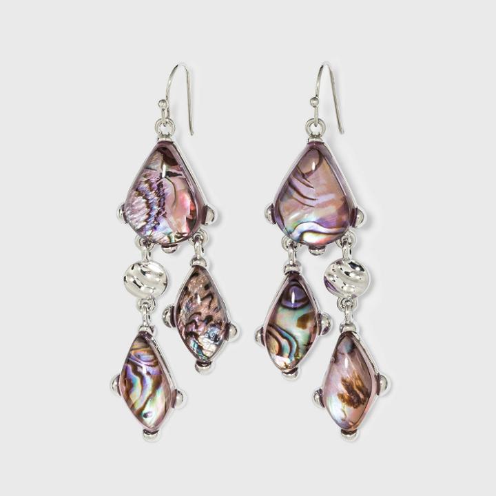 Rhodium Abalone Dangle Drop Earrings - A New Day