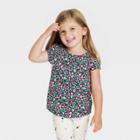 Toddler Girls' Short Sleeve Floral Shirt - Cat & Jack Green