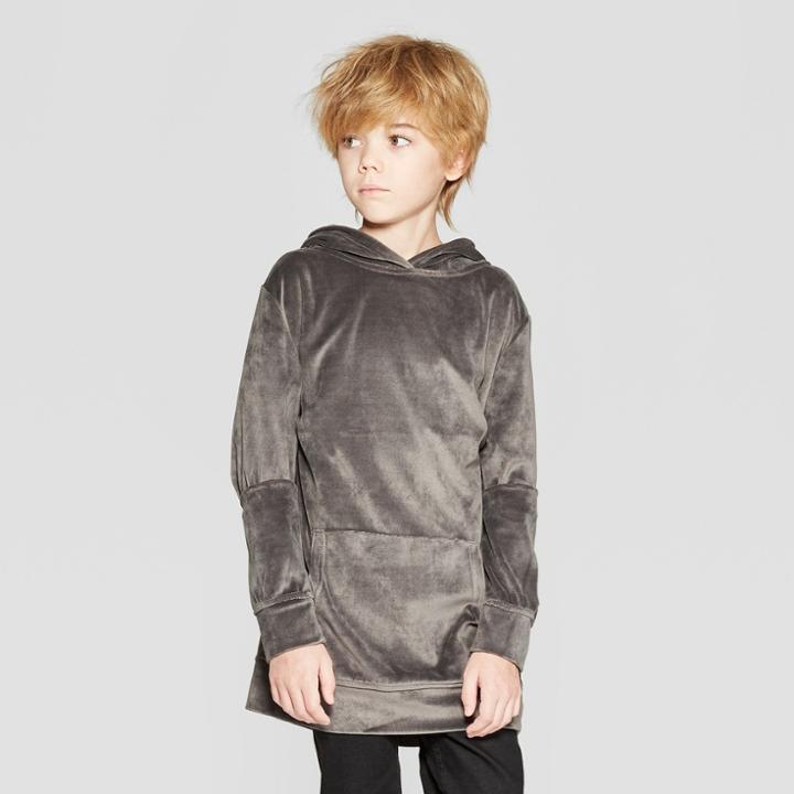 Boys' Velour Hooded Sweatshirt - Art Class Gray
