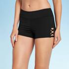 Women's Strappy Side Swim Shorts - Kona Sol Black L, Size: Large, Jet Black