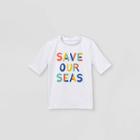 Boys' Save Our Seas Short Sleeve Rashgaurd Swim Shirt - Cat & Jack White