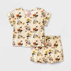 Disney Toddler Girls' 2pc Minnie Mouse Top And Bottom Set - Beige