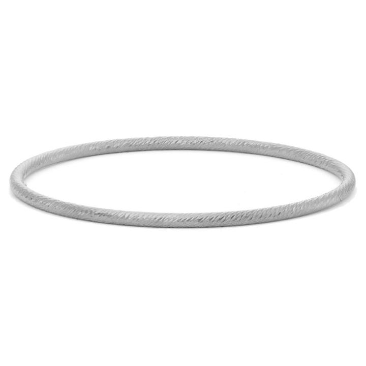 Tiara Sterling Silver Textured Twist Bangle, White