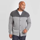 Men's Tall Colorblock Regular Fit Button-down Shawl Sweater - Goodfellow & Co Dark Gray