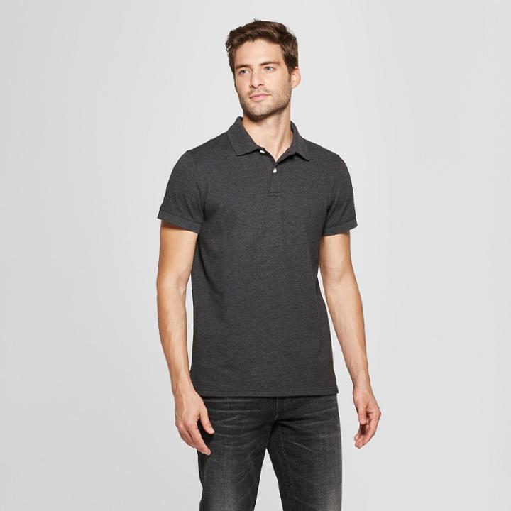 Men's Standard Fit Short Sleeve Loring Polo T-shirt - Goodfellow & Co Railroad Gray