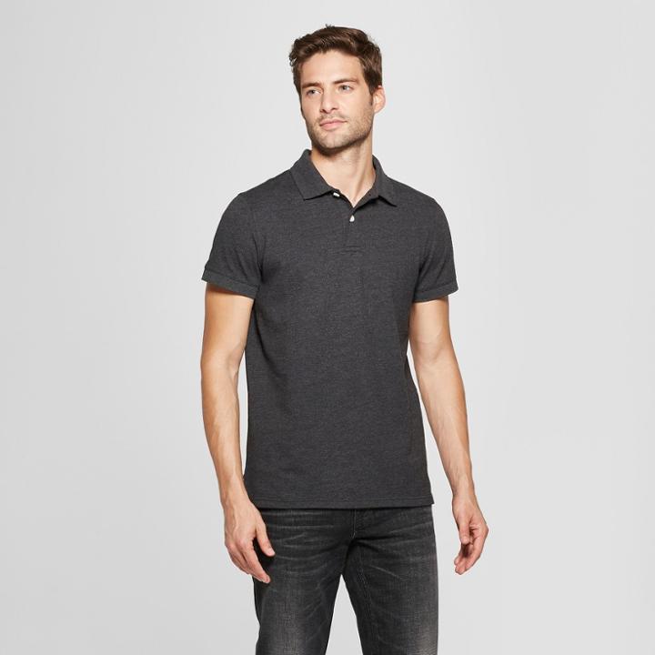 Men's Standard Fit Short Sleeve Loring Polo T-shirt - Goodfellow & Co Railroad Gray
