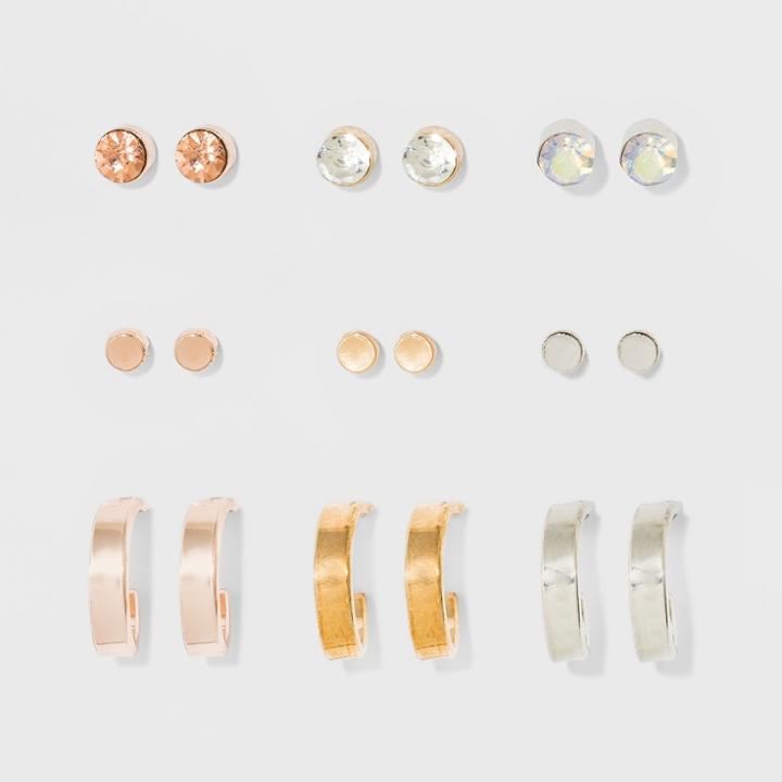 Multi With Stone And Hoop Earring Set 9ct - Wild Fable,