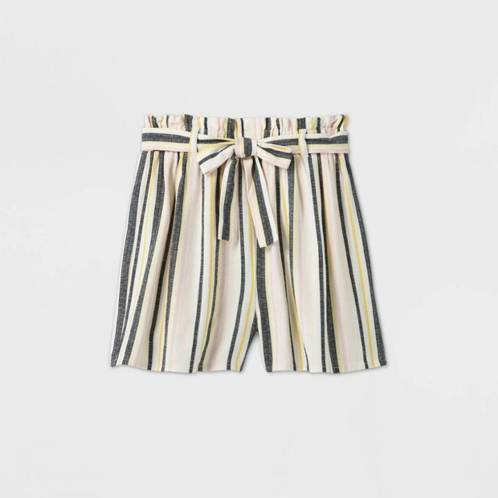 Girls' Paperbag Striped Waist Shorts - Art Class S, Girl's, Size: Small,