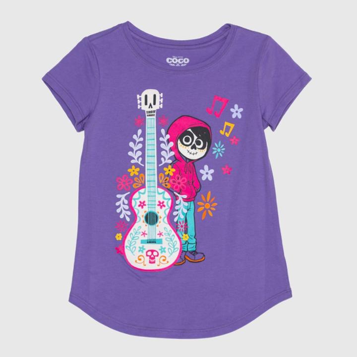 Girls' Short Sleeve Disney Coco Miguel T-shirt - Purple