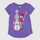 Girls' Short Sleeve Disney Coco Miguel T-shirt - Purple