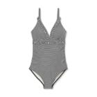V-neck Micro Ruffle One Piece Maternity Swimsuit - Isabel Maternity By Ingrid & Isabel Striped S, Black/blue/white
