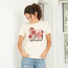 Women's Mtv Floral Print Short Sleeve Graphic T-shirt - Ivory