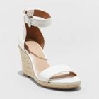 Women's Lola Ankle Strap Espadrille Wedge - A New Day White