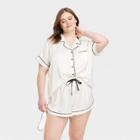 Women's 3pc Short Sleeve Notch Collar And Shorts Pajama Set - Stars Above White