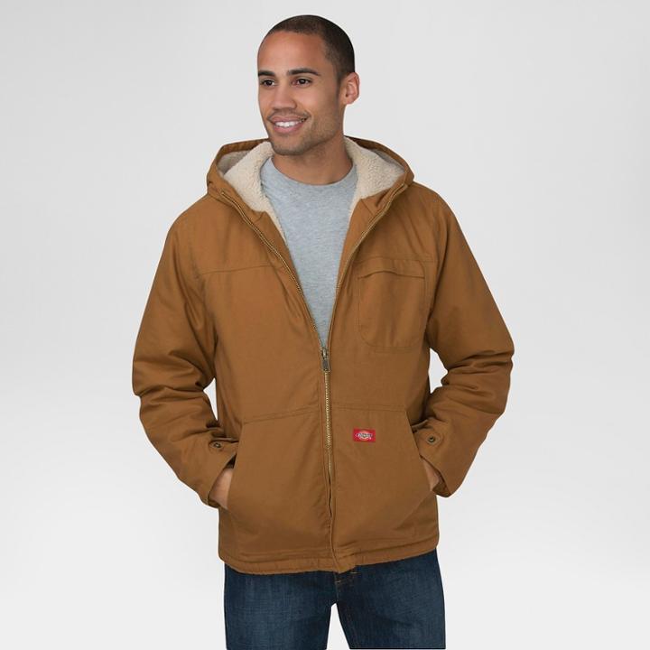 Dickies Men's Duck Sherpa Lined Hooded Jacket Brown Duck,