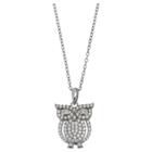 Distributed By Target Women's Owl Pendant With Pave Cubic Zirconia In Sterling Silver - Silver/clear