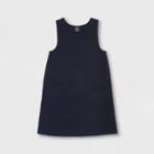 French Toast Girls' Knit Ponte Bow Pocket Uniform Jumper - Navy L, Girl's, Size: