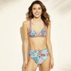 Women's Sport Elastic Triangle Bikini Top - Xhilaration Teal Tropical