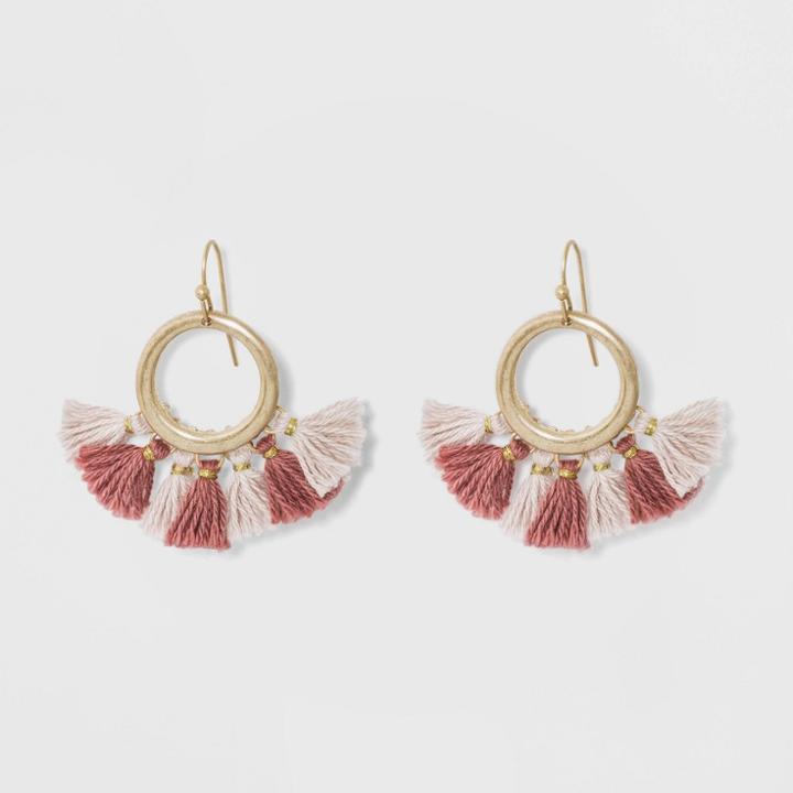 Drop Circle With Tassel Earrings - Universal Thread Gold