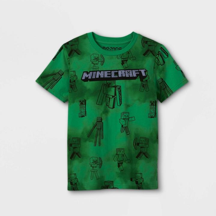 Boys' Minecraft Team Logo Short Sleeve Graphic T-shirt - Green