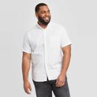 Men's Tall Polka Dot Standard Fit Short Sleeve Button-down Shirt - Goodfellow & Co True White