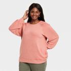 Women's Plus Size Lace Detail Sweatshirt - Knox Rose Pink