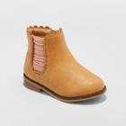 Toddler Girls' Ashley Elastic Gore Ankle Boot With Metallic - Cat & Jack Cognac