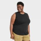 Women's Plus Size Ruched Tank Top - Universal Thread Black